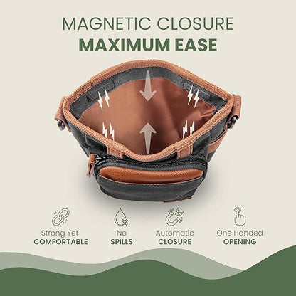 BEAU&FUR Large Dog Treat Pouch with Clicker for Training – 4 Cup Capacity, Built-In Poop Bag Dispenser, Expandable Pocket, Metal Buckle, Large Back Pocket, Ideal Design for Walks and Training – Black