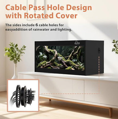 20 Gallon PVC Reptile Enclosure, RepWild 24"x18"x12" Terrarium/Tank with Heavy-Duty Screen Top, Glass Sliding Doors & Lock for Bearded Dragons, Ball Python, Geckos, Lizards