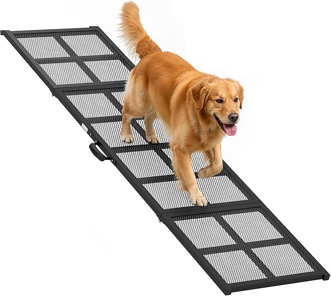 PawHut Dog Ramp for Car, 75" x 20" Large Folding Pet Ramp with Non-Slip Surface, Extra Long and Wide, Portable Pet Stairs for Large, Small & Senior Dogs to Get in Cars, SUVs, Trucks & Beds