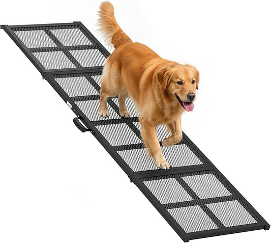 PawHut Dog Ramp for Car, 75" x 20" Large Folding Pet Ramp with Non-Slip Surface, Extra Long and Wide, Portable Pet Stairs for Large, Small & Senior Dogs to Get in Cars, SUVs, Trucks & Beds
