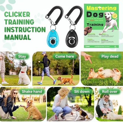 BARKIE Dog Treat Pouch and 2 Pet Training Clickers with Dog Positive Reinforcement Training Booklet (Black)