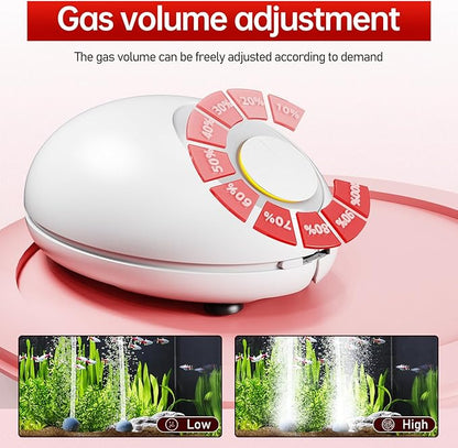 1.5w Ultra Quiet Aquarium Air Pump, Aquarium Aerator Adjustable Airflow, Single Hole Suitable for 40 to 70 GPH Fish Tank