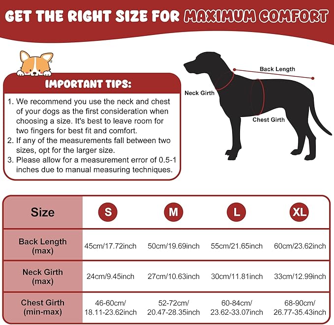 Dog Raincoat, Waterproof Dog Coat with Reflective Straps, Leash Hole & Polar Fleece Lining, Winter Snow Rain Coat for Small, Medium & Large Dogs, Warm, Windproof Vest Jackets