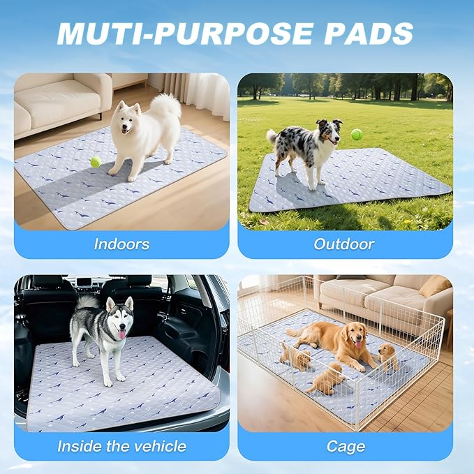 Dog Cooling Mat, Cooling Mat for Dogs, Breathable Dog Bed with Non-Slip Design, Portable & Washable Pet Pad for Indoor, Outdoor, Crate, Summer Cat Bed, Cool Pet Pad, Gel-Free, 39"x58"
