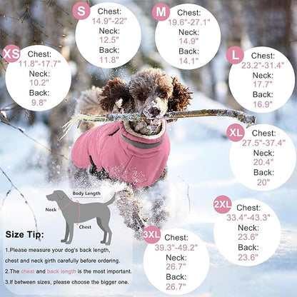 Dogcheer Dog Coat with Harness, Waterproof Dog Jacket Adjustable Winter Coat with Zipper, Christmas Puppy Snow Jacket Fleece Sweater for Small Medium Large Dogs - Light Pink S