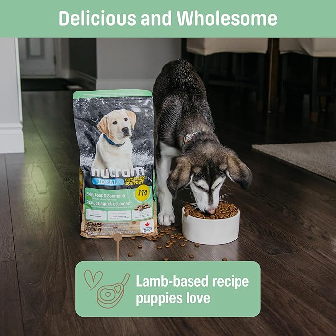 I14 Puppy Dry Dog Food – Lamb & Brown Rice Kibble for Skin, Coat, and Stomach | Salmon Oil for Cognitive Development | Pumpkin for Digestion | Natural, Limited Ingredient Formula (25 Pounds)