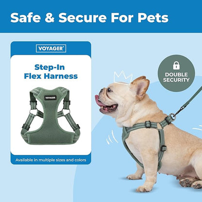 Best Pet Supplies Voyager Mesh Dog Breathable Harness Reflective Stitching, All Weather Adjustable for Walking Training, or Running - Heavy Duty & Durable, Moss Green, S