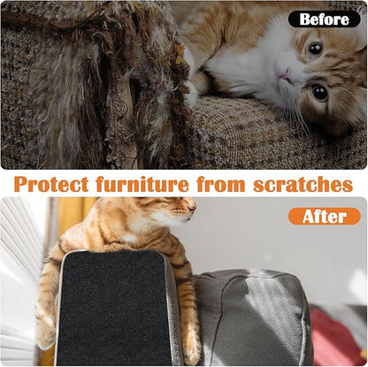 Cat Scratch Furniture Protector - 78.7" x 13.8" Trimmable Self-Adhesive Cats Claws Scratch Pads, DIY Cat Climbing Couch Protector for Scratch Post Cat Tree Replacement Indoor (Black)