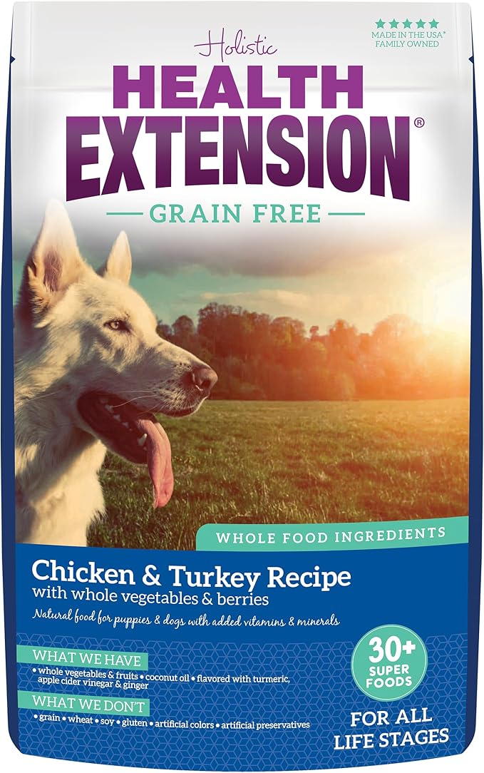 Health Extension Grain Free Chicken & Turkey Dry Dog Food - 30+ Superfoods and Probiotics for All Life Stages (23.5lb)