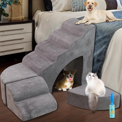 Dog Stairs & Steps for High Beds 30 Inches High Tall, LitaiL 30inch Pet Stairs/Steps for Beds Small Dogs, Non-Slip Dog Ramps for Bed