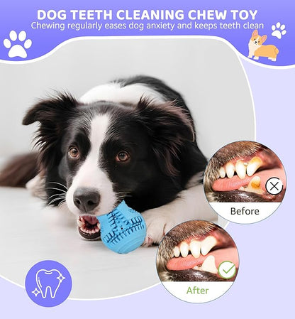 Durable Dog Chew Toy for Teeth Cleaning, Natural Rubber Dental Toy for Small Medium Dogs & Teething Puppies, Tough Chew Toy for Aggressive Chewers, Reduce Boredom and Keep Dogs Busy (Blue)
