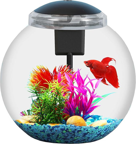 SW PRODUCTS 3-Gallon Aquarium Starter Kit, Ideal for Betta Fish and Other Tropical Fish, Includes Power Filter, LED Light, Hood, and Illustrated User Set Up Guide, Impact-Resistant Plastic