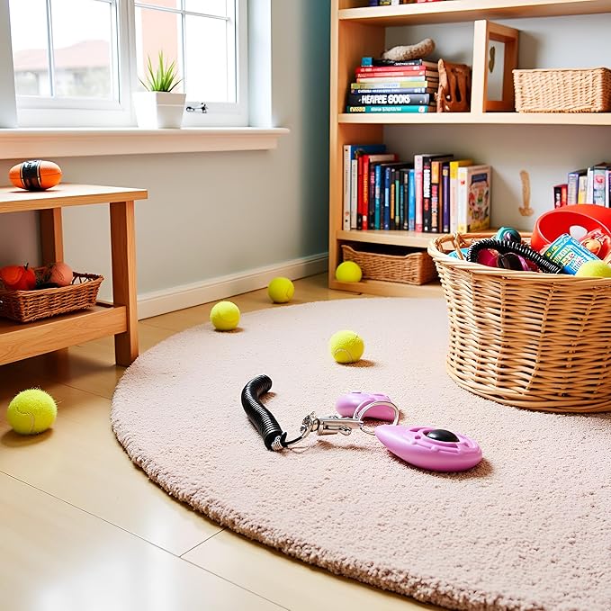 2Pcs ‎Pink Clicker Easy to Use with Button Dog Training Accessories Strong and Long-Lasting, Training and Behavior Aids