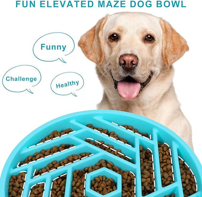 TOBYTO Slow Feeder Dog Bowls Large Medium Breed,Anti-Choking Slow Eating Dog Food Bowl,Non Slip Pet Slower Food Feeding Bowls Large Puzzle Slow Feeder Bloat Stop Maze Dog Dishes,Blue