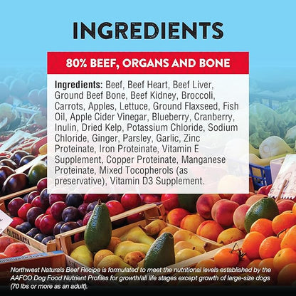 Northwest Naturals Freeze-Dried Beef Dog Food - Bite-Sized Nuggets - Grain-Free, High-Protein, Raw Diet, Human-Grade Ingredients, All Natural, Premium Quality, Healthy & Nutritious, Made in USA, 25 Oz