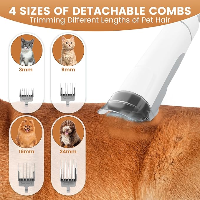 Dog Grooming Vacuum and Kit, Clipper Nail Trimmer Grinder, 2.5L Dust Cup 7 Grooming Tools 11000Pa Pet Vacuum for Shedding Grooming, Dog Hair Vacuum, Home Cleaning, PG50 Plus