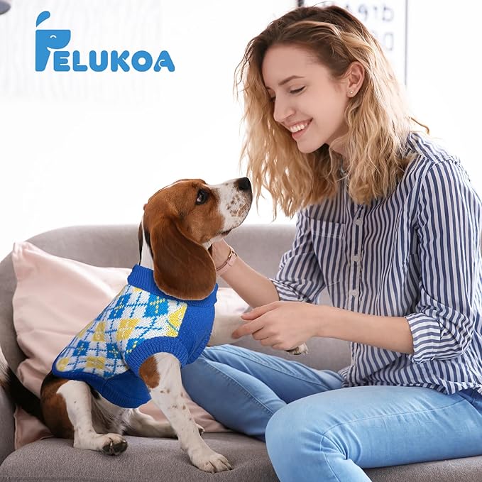 Dog Sweater, Soft Dog Sweaters for Small Medium Dogs Cats Girl Boy, Classic Knitted Turtleneck Outdoor Pet Clothes for Dogs Girl Boy, Small Puppy Kitten Sweater with Leash Hole, Blue, Medium