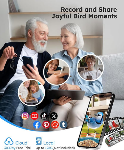 Smart Bird Feeder with Camera Solar Powered for Outdoors 2K FHD AI Recognition Hanging Bird Feeder Camera for Outside Backyard Garden, Gifts for Birdlover Mom Dad Kid (Dark Green and Orange)