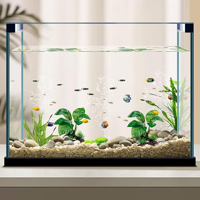 Moonorange Reptile Artificial Plants, Terrarium Plants Decorations Supplies, Aquarium Fish Tank Plant, Amphibian Habitat Hideout Tank Accessories (M Set-2pcs/F)