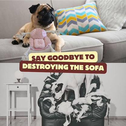 Squeaky Dog Toys, Durable Tug of War Chew Toys for Small, Medium and Large Dogs, Interactive Puppy Toy for Teeth Cleaning, Birthday Gift - Couch