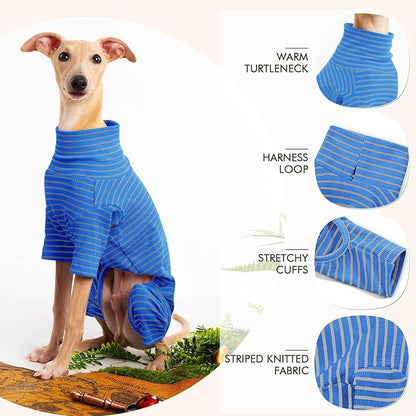 Dog Sweaters for Small Dogs Girls Boys, Striped Pet Sweaters for Fall Winter Dog Clothes, Turtleneck Pullover Knitwear for Small Medium Large Dogs