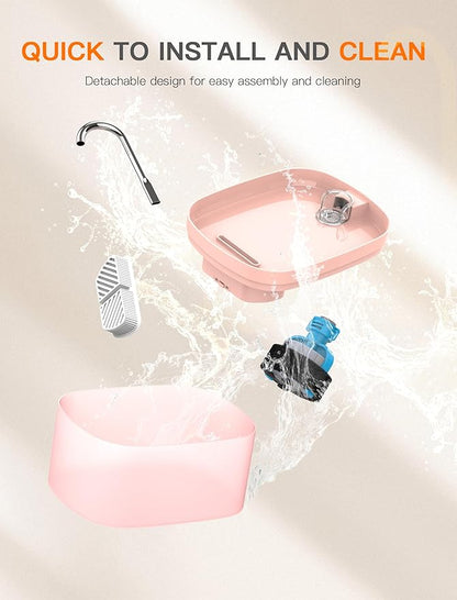 Cat Water Fountain, 84OZ/2.5L Cat Fountain, Super Silent Pet Water Fountain, Activated Carbon Filter, Translucent Pet Water Dispenser Suitable for Multiple Pets Family (Pink)