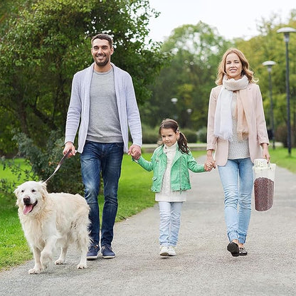 LEAWALK 5-7Lbs Cat Dog Storage Container, Portable Pet Food Containers with Upgraded Large Spout and Cup, Small Animal Kibble Dispenser for Bird Seed, Oatmeal, Rice, Flour (White & Black)