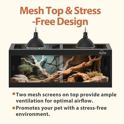 65 Gallon PVC Reptile Enclosure, RepWild 48"x18"x18" Terrarium/Tank with Heavy-Duty Screen Top, Glass Sliding Doors & Lock for Bearded Dragons, Ball Python, Geckos, Lizards