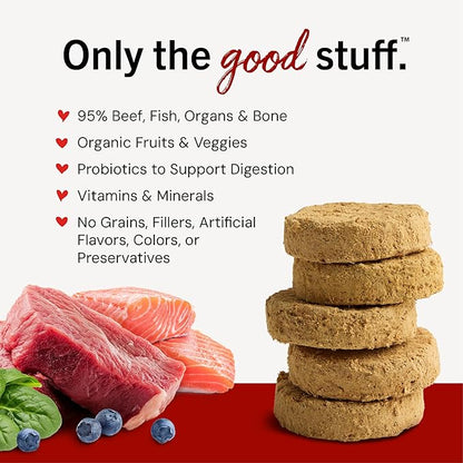 Stella & Chewy's Freeze-Dried Raw Dinner Patties - Surf 'N Turf Salmon & Beef Recipe - High Protein Grain-Free Puppy & Dog Food - Perfect For Picky Eaters - 5.5 oz