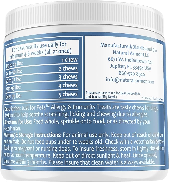 Dog Allergy Relief Chews - Itching Skin Relief with Probiotics and Turmeric for Dogs - Itchy Skin, Hot Spots, Paw Licking, Allergies & Immune Support - Made in USA - 120 Soft Treats, Salmon Flavor