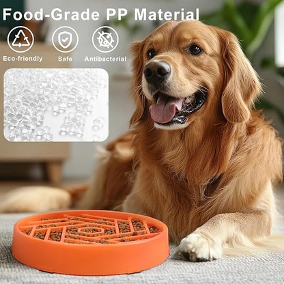 TOBYTO Slow Feeder Dog Bowls Large Medium Breed,Anti-Choking Slow Eating Dog Food Bowl,Non Slip Pet Slower Food Feeding Bowls Large Puzzle Slow Feeder Bloat Stop Maze Dog Dishes,Orange