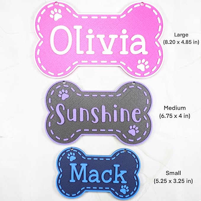 Personalized Dog Name Sign Custom Kennel Name Plate Puppy Name Sign Dog Bone Sign Personalized Crate Custom Pet Sign Dog House Sign Dog Tag (Medium)