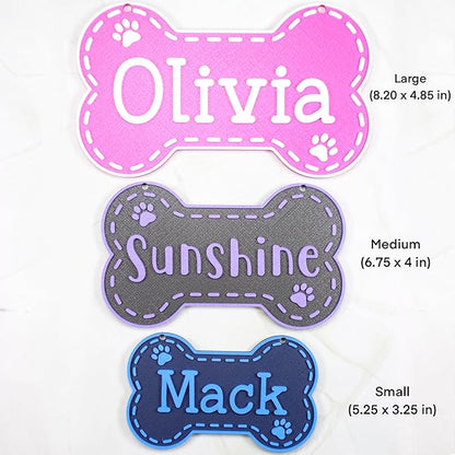 Personalized Dog Name Sign Custom Kennel Name Plate Puppy Name Sign Dog Bone Sign Personalized Crate Custom Pet Sign Dog House Sign Dog Tag (Medium)
