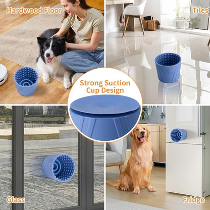 Dog Lick Bowl, Bestalk Anxiety Relief Slow Feeder Dog Lick Mat Treat Dispenser, Non-Slip Licking Bowl Enrichment Toys for Small Medium and Large Breed Dogs, BPA Free Silicone(Dark Blue,M-L)