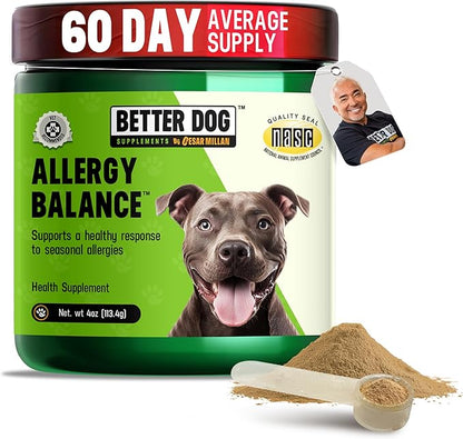 Cesar Millan Better Dog Allergy Supplements Powder - Allergy Balance Supports Seasonal Allergies & Occasional Dog Allergy Relief with Natural Ingredients - 4 oz, 60-Day Average Supply