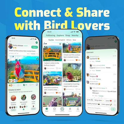 Smart Bird Feeder with Camera Solar Powered, Wireless Outdoor Smart Birdhouse with Built-in 2K HD Camera, Dual Seed Chambers & Spill Resistant, Motion Alerts & App Sharing–Ideal for Bird Lovers