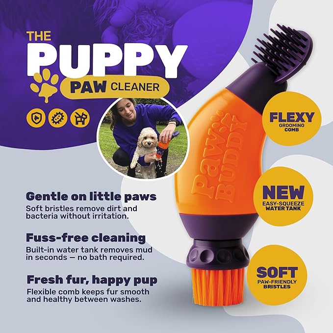PawBuddy Puppy Paw Cleaner – Essential Paw Washer for Small Dogs & Puppies – Gentle Mud & Buildup Remover – Portable Puppy Grooming Brush & Hygiene Tool for Clean, Healthy Paws