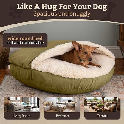Snoozer Luxury Microsuede Cozy Cave Pet Bed, Large, Olive
