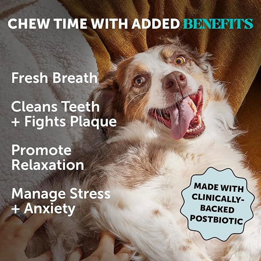 Hemp Calming Fresh Dental Sticks – Dog Dental Treats & Chews for Occasional Anxiousness and Fresh Breath – Hemp for Dogs to Promote Calm, Reduce Plaque + Tartar, and Support Relaxed Behavior – 30 Ct