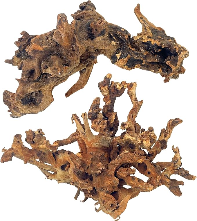 PINVNBY Natural Large Driftwood for Aquarium Fish Tank Decorations, Driftwood for Reptile Tank Bearded Dragon Tank Accessories Terrarium Decor (7.5 to 14.5 inches / 2 Pack)
