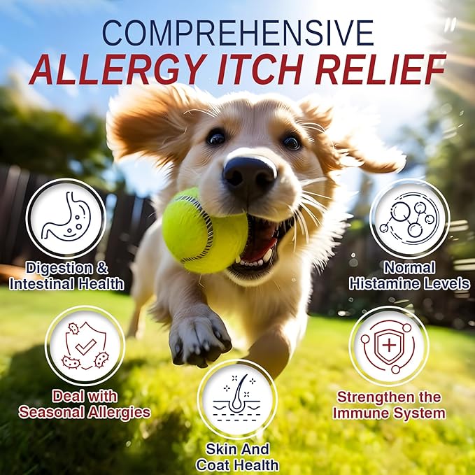 Dog Allergy Chews 200 Treats, Dog Allergy and Itching Skin Relief Bites Immune Support Dogs Probiotics for Yeast, Itchy Skin and Itchy Ears Anti Itch Licking Paws Treatment for Dogs Seasonal Allergies
