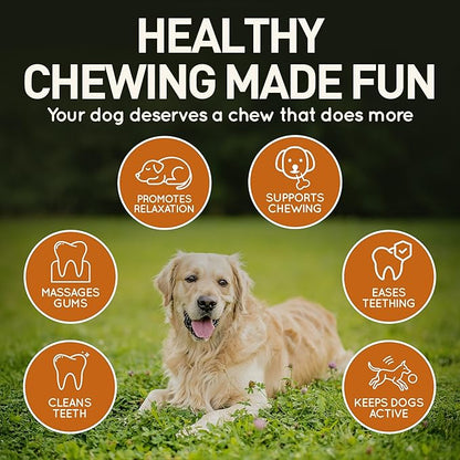 Wildfang® Leather Dog Toy, Large - Leather Bone for Teething Dog, Dental Toys for Puppies, Training for Chewing Muscles, Puppy Chew Bones for Light or Medium Chewers (for Dogs Over 33 lbs), Pack of 3