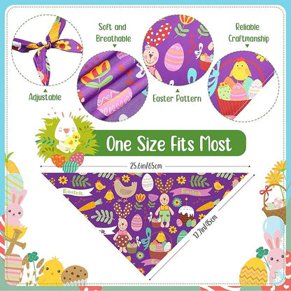 Sanwuta 60 Pcs Easter Dog Bandanas Bulk Bunny Dog Bandanas Adjustable Puppy Bibs Triangle Scarf Holiday Pet Costume for Small Medium Pet (Bunny Pattern)