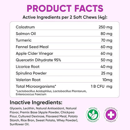 Dog Allergy Relief Chews for Itchy Skin - Seasonal and Food Allergy Chews for Shedding, Licking Paws, Hot Spot, Ears - USA Product - Omega 3 Fish Oil Skin & Coat Supplement - Anti Itch Immune Treats