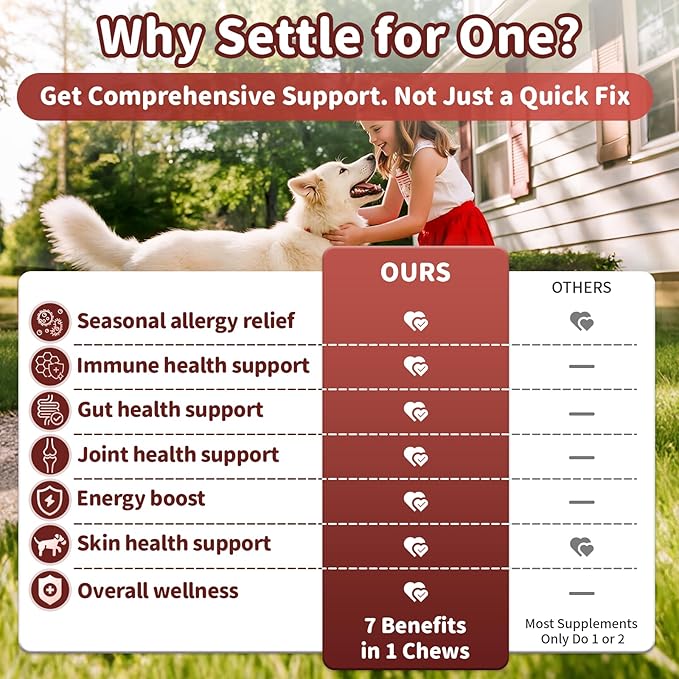 Dog Allergy Chews, Probiotics Supplement for Dogs Seasonal Allergies & Immune Support & Gut Health Pro, Mushroom Soft Chews for Joint, Energy, Itching Skin Support, Bacon Flavor - 90 Count