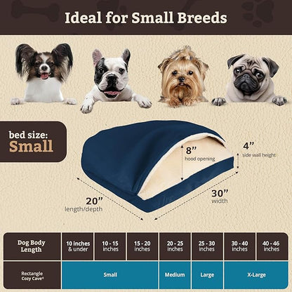 Snoozer Pet Products Luxury Rectangle Cozy Cave Dog Bed with Microsuede, Small, Sapphire