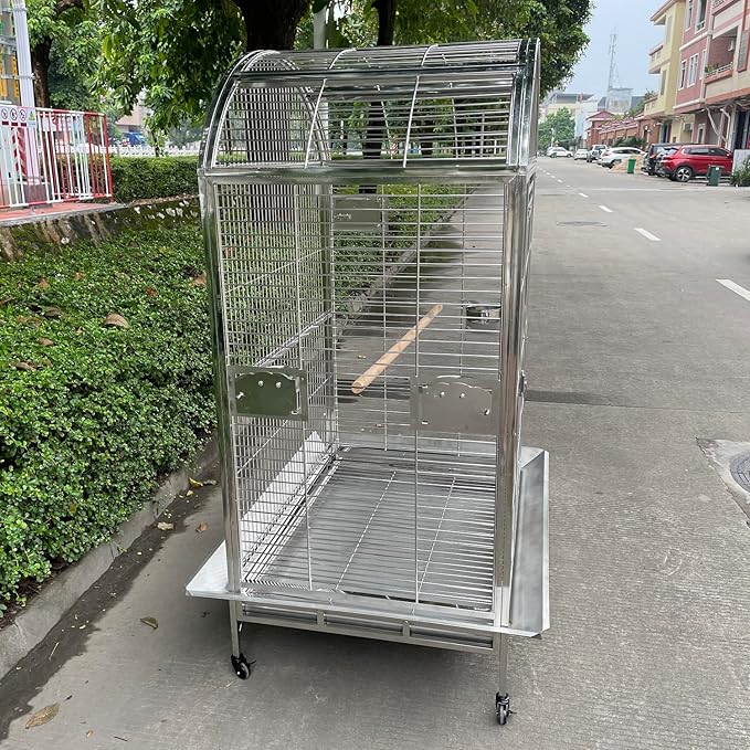 BMWPET SUS201 Stainless Steel Dome Top Style Bird Cage Parrot Cage 40"X30"X66"