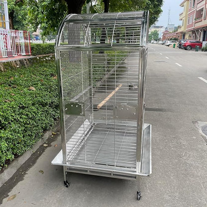 BMWPET SUS201 Stainless Steel Dome Top Style Bird Cage Parrot Cage 40"X30"X66"