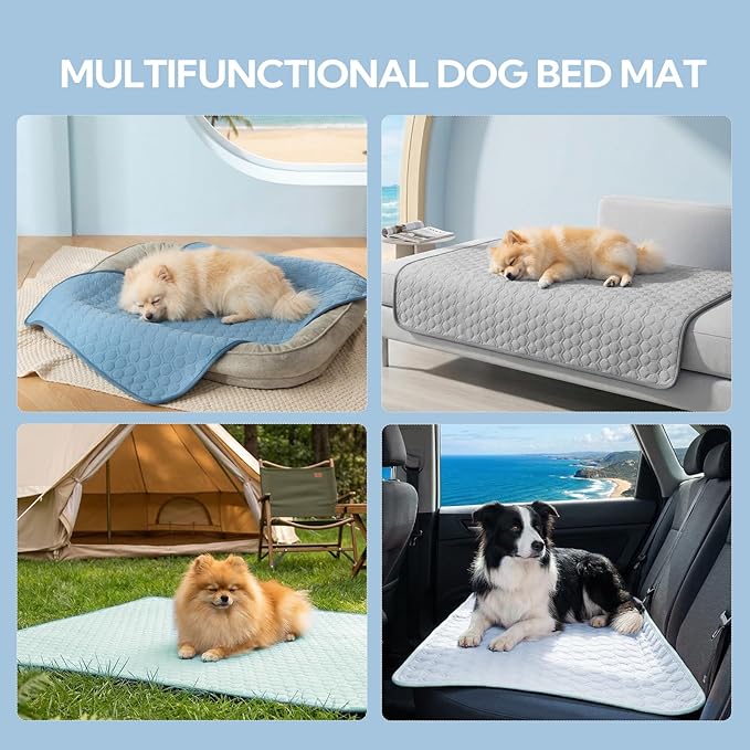Soulbond Backseat Dog Cooling Mat for Cars - 24.5"x52" Washable Back Seat Self Cooling Pad for Cat & Puppy, QMAX>0.3, Non-Slip Cold Pet Bed Backseat Extender for Cars, SUVs, Trunks, Ocean Blue