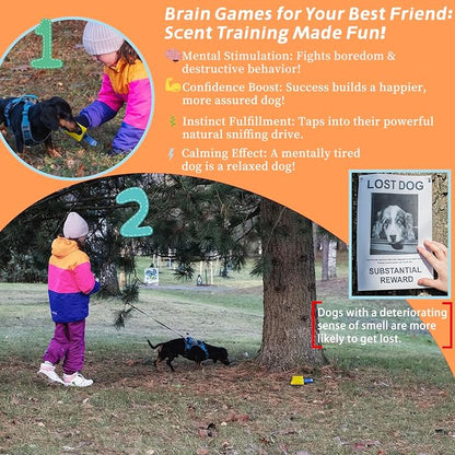 Dog Scent Training Kit with Squeaky Sound – Interactive Nose Work Toys for Dogs, Hide & Seek Scent Games | Mental Stimulation, Anxiety Relief & Obedience Training for All Ages (Yellow)